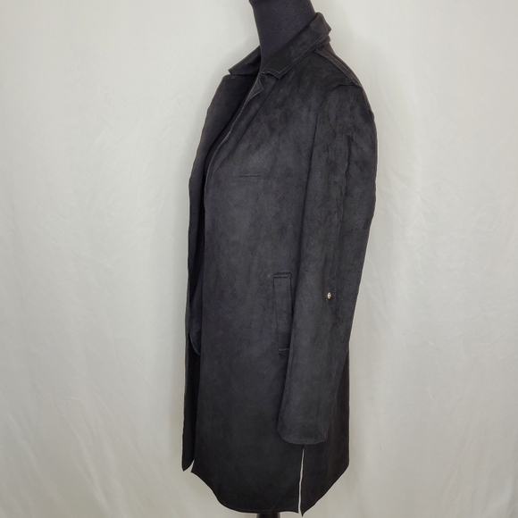 Tahari Black Faux Suede Open Front Duster Jacket - Sz XS - Picture 3 of 15